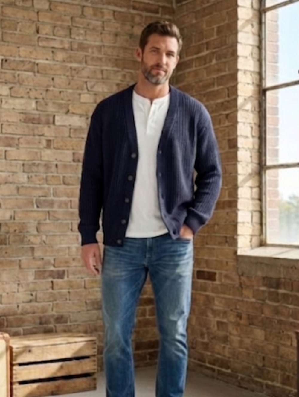 Vintage 90s Gap Chunky Grandpa Cardigan Navy Small